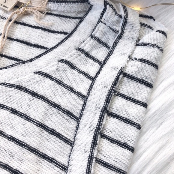 Distressed Striped Racerback Tank White Black - Picture 3 of 9